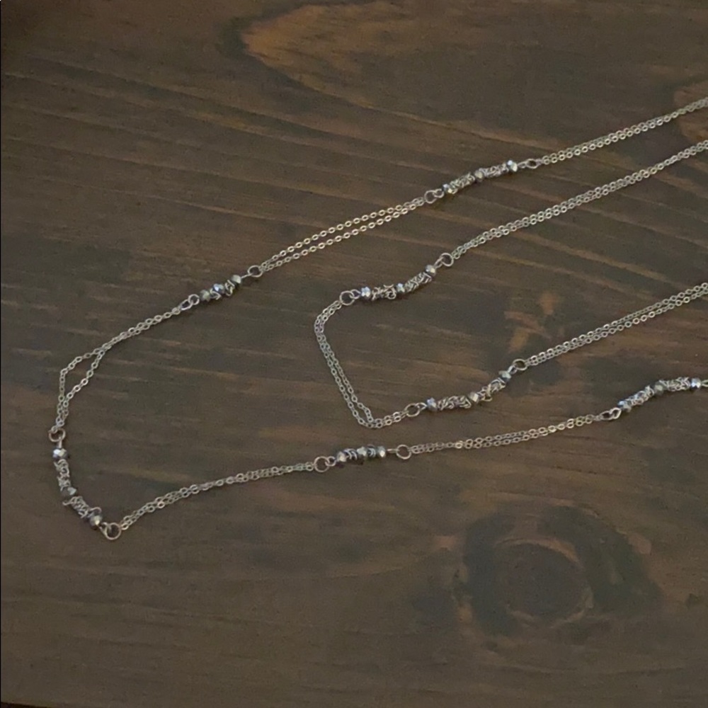 Silver Sparkle detail tiered necklace